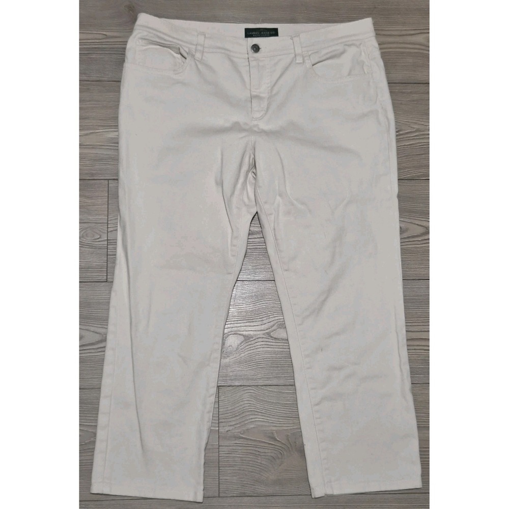 Lauren Jeans Co Ralph Lauren Cream Pants Womens 14 Cropped Modern Straight 34x25